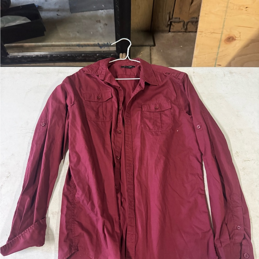 Structure Red Lightweight Shirt Jacket Versatile Casual Wear